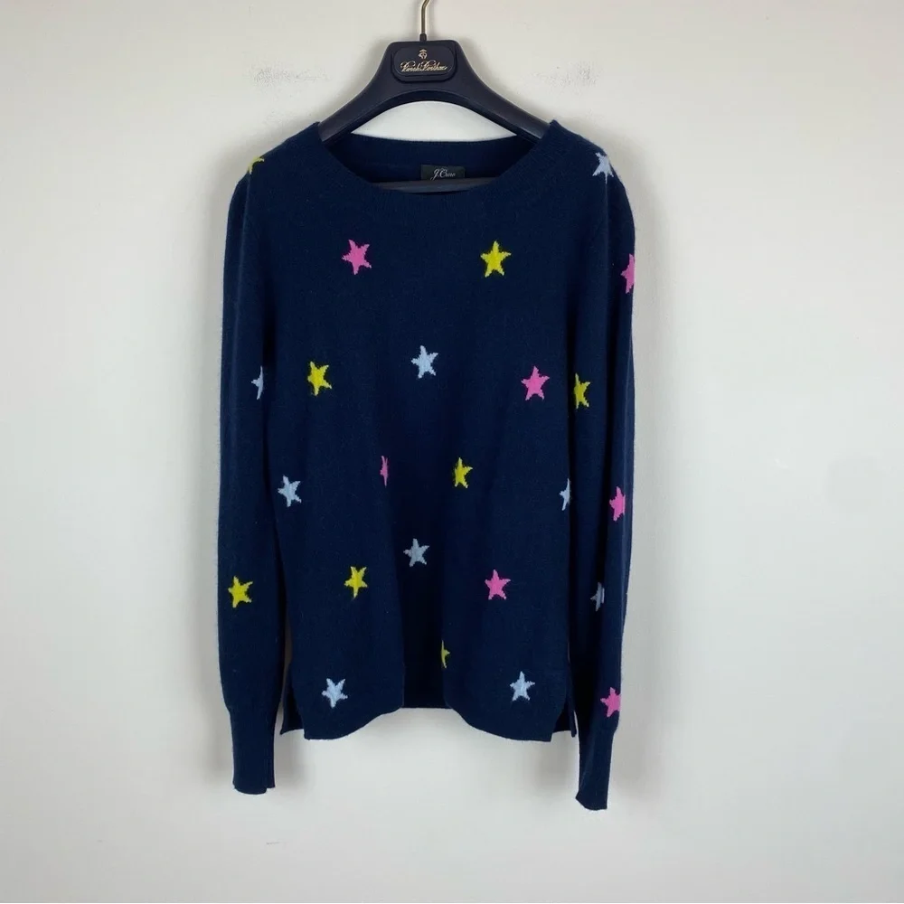 J. Crew Cashmere Crewneck Sweater Stars